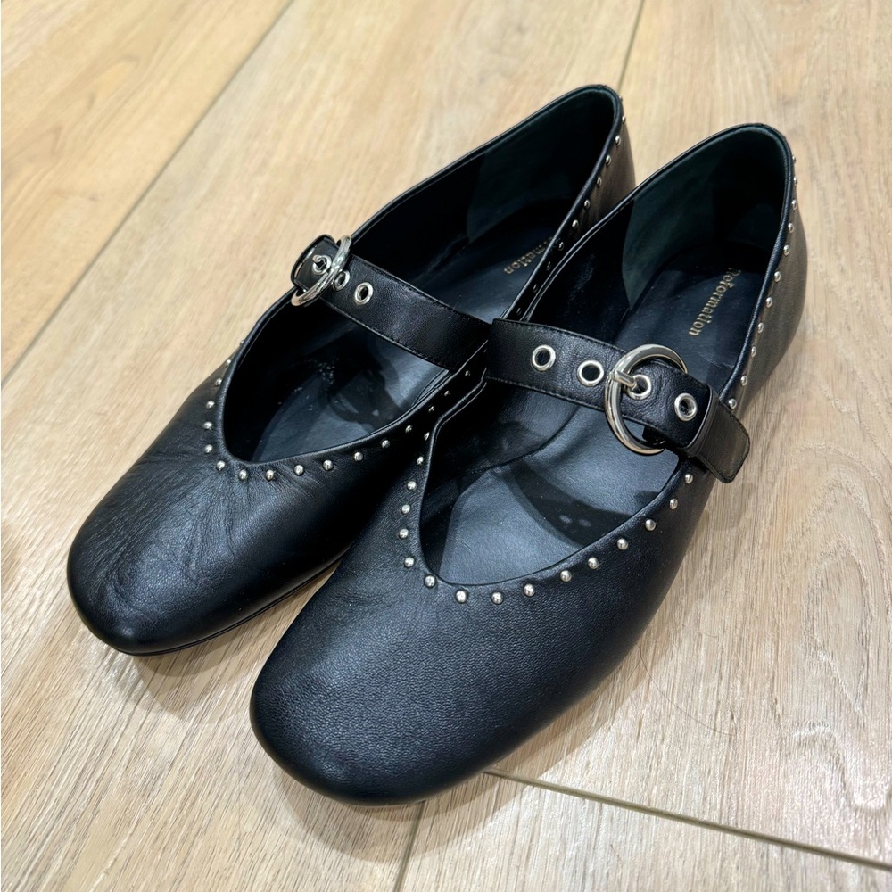 REFORMATION Bethany Black Studded Ballet Flats
